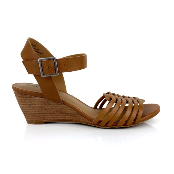 Susina Shoes - Susina Women's Terra Leather Wedge Sandals Brown Size 8.5
